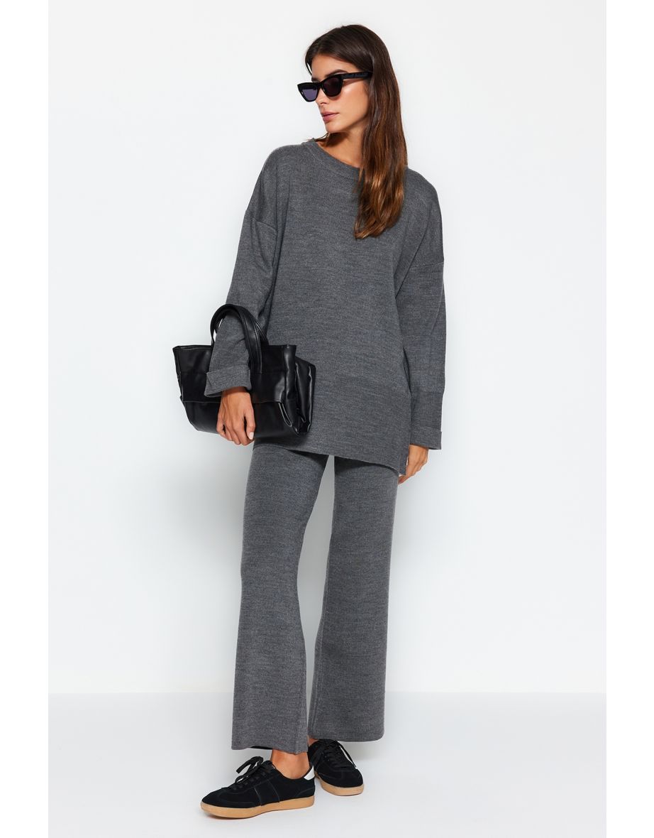 Shop Anthracite Comfort Fit Knitwear Two Piece Set Online in Bahrain VogaCloset