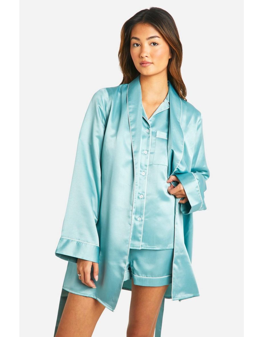 Team Bride Satin Short Robe - sage