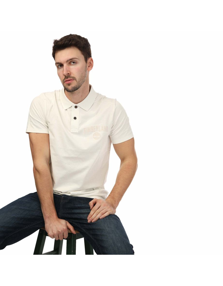 Men's Timberland EK+ Short Sleeve Polo Shirt in White - 6