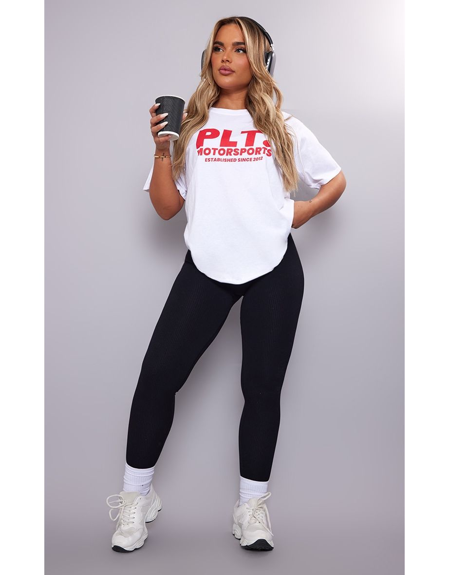 White PLT Print T Shirt