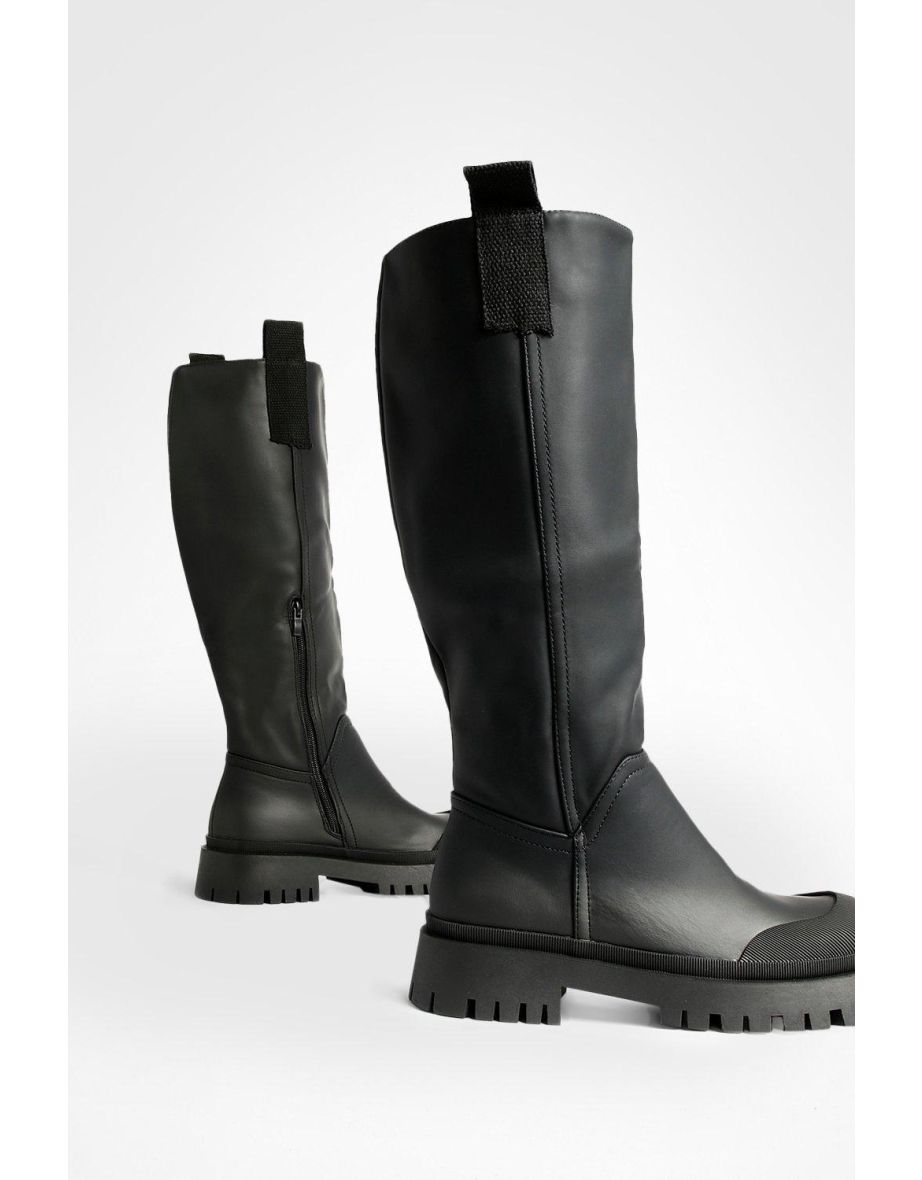 Rubber Knee High Boots - black - 3