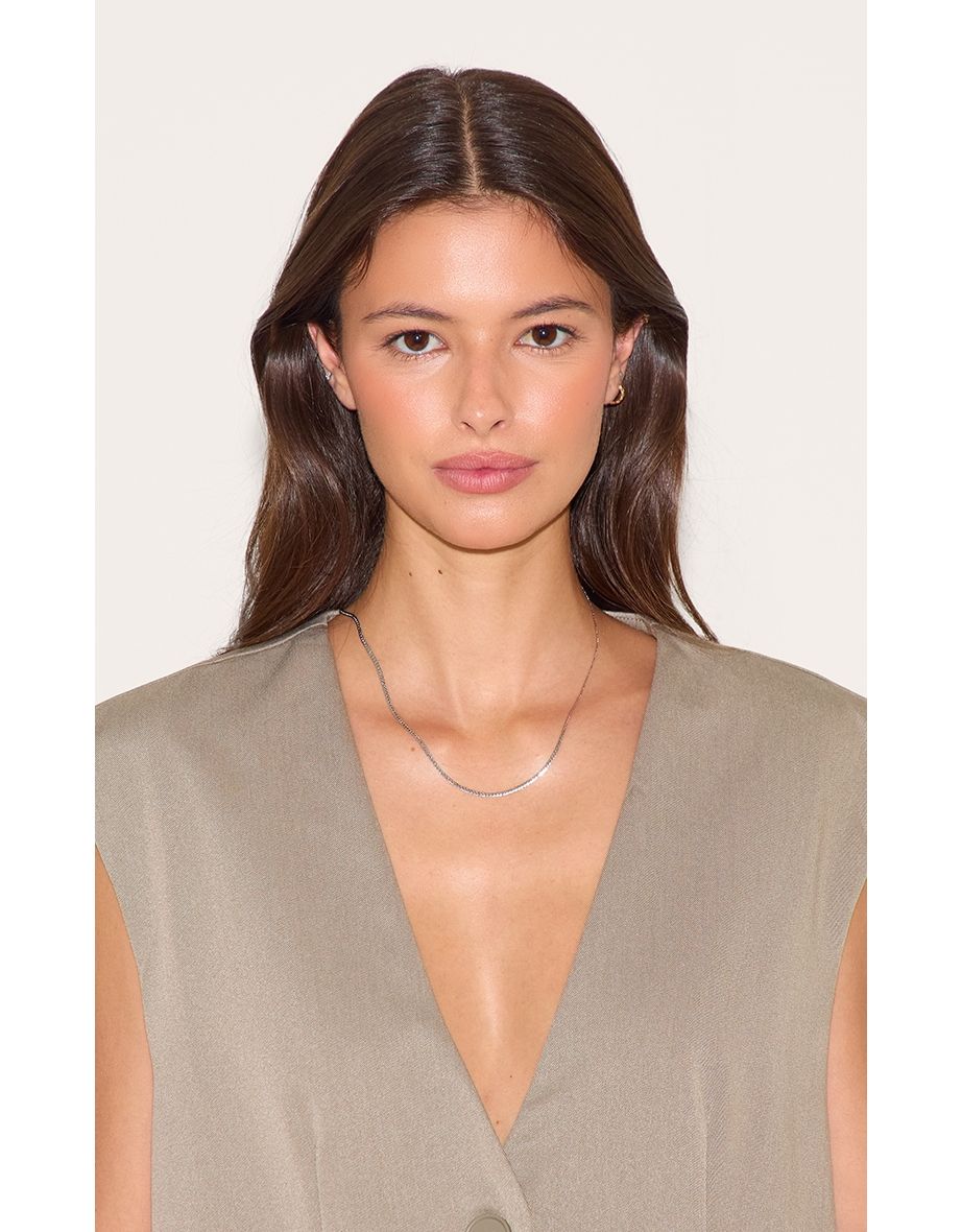 Silver Long Slim Snake Chain Necklace