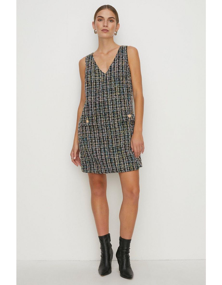 Oasis gold tweed dress hotsell