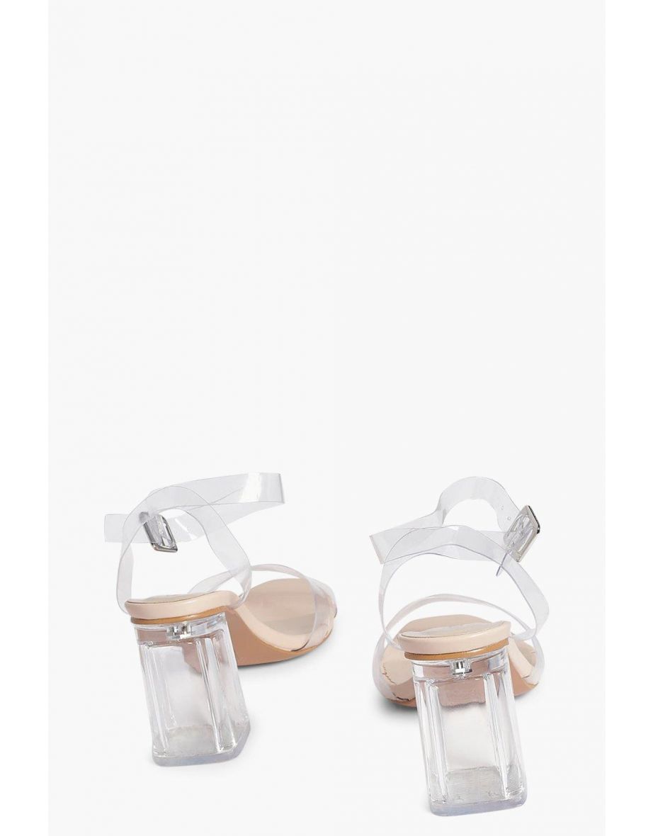 Wide Fit Clear Two Part Heels - nude - 3