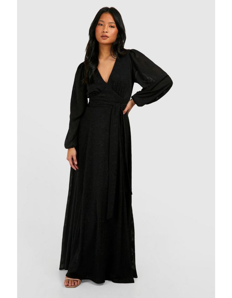 Boohoo Black A-Line Maxi Dress with Long Sleeves