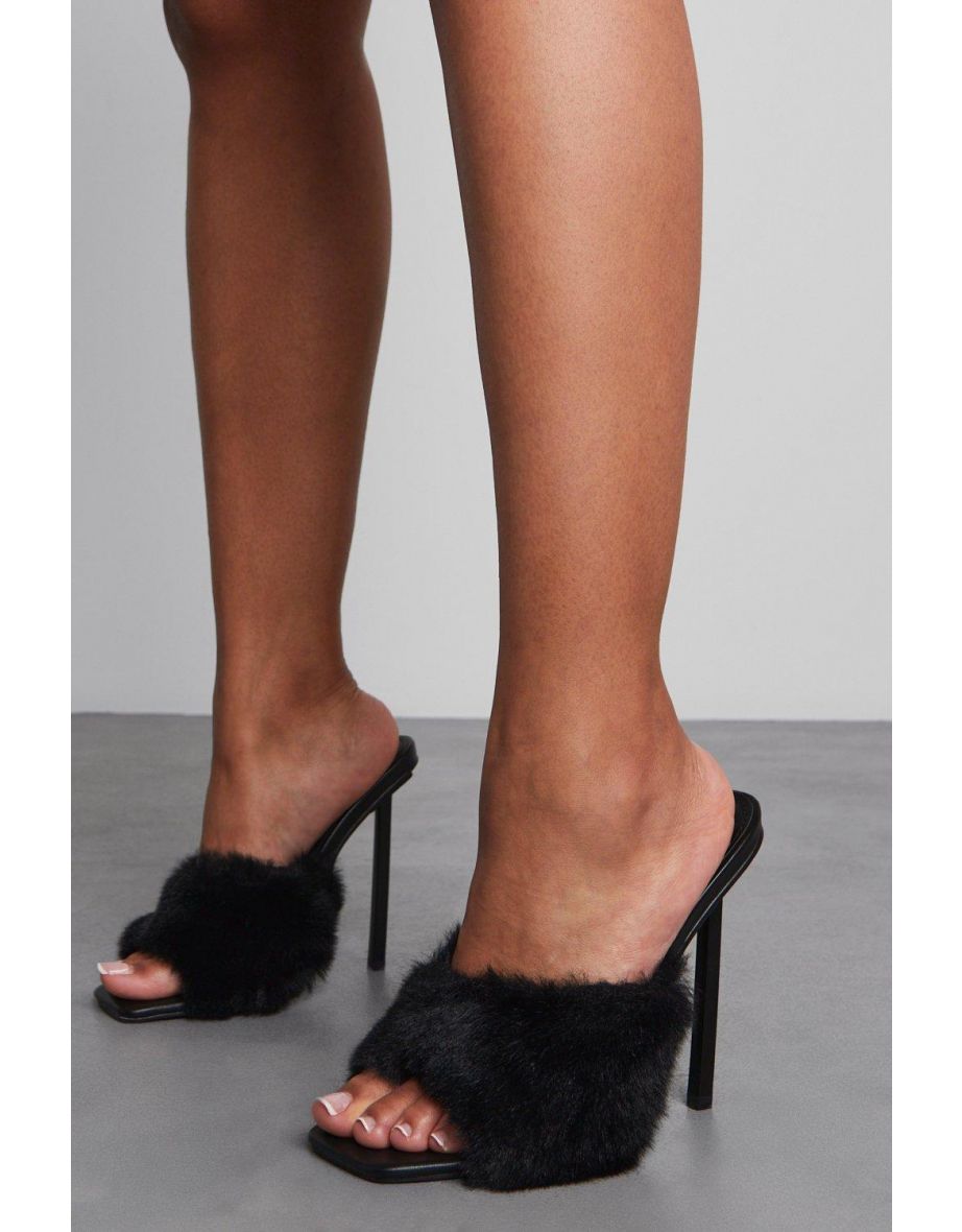 Fur deals heeled mules