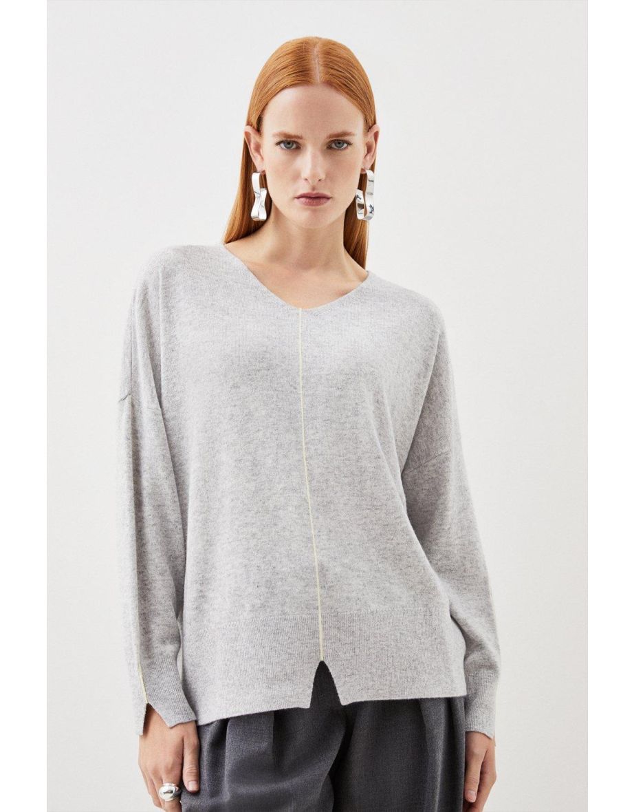 Cashmere Blend Knit V Neck Jumper