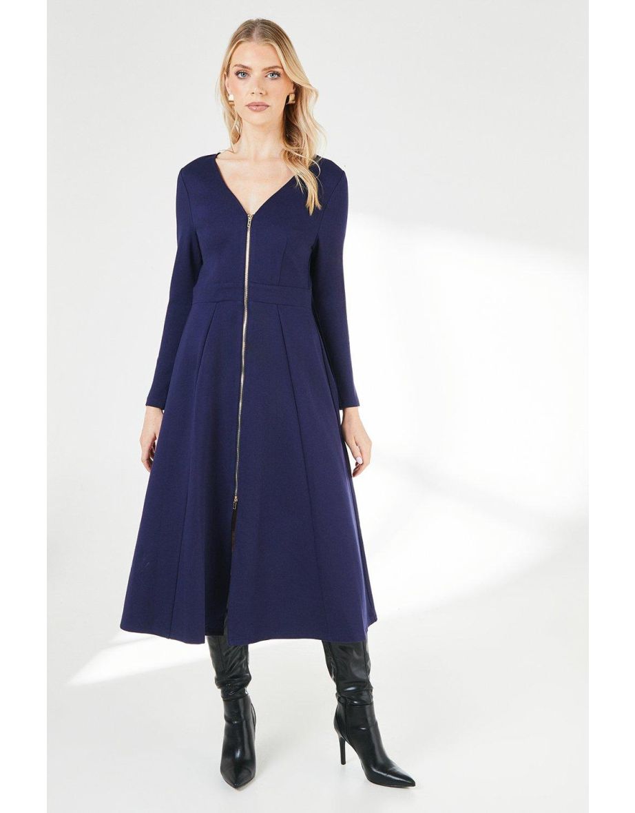 Principles by Debenhams Navy A-Line Midaxi Evening Dress with Long Sleeve