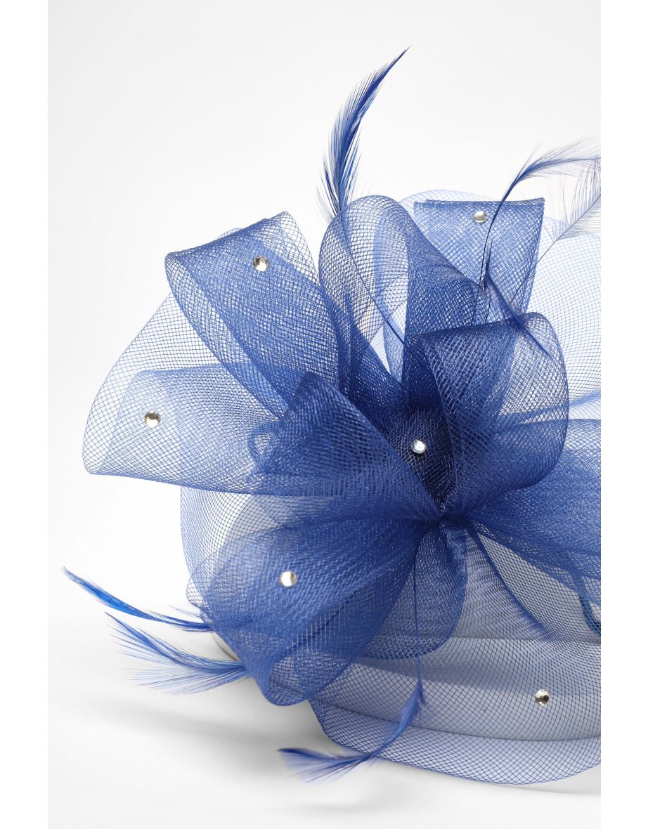 Royal Blue Diamante Headband Fascinator - 2