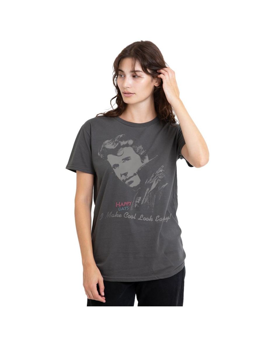 Happy Days Unisex Adult Cool The Fonz T-Shirt - Charcoal