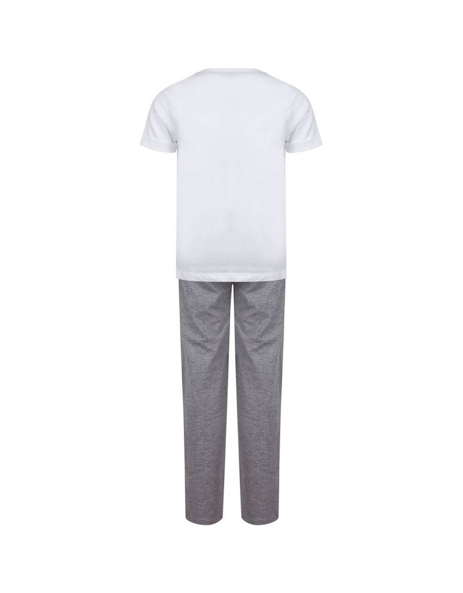 Towel City Girls Long Pyjamas - White/Heather Grey - 1