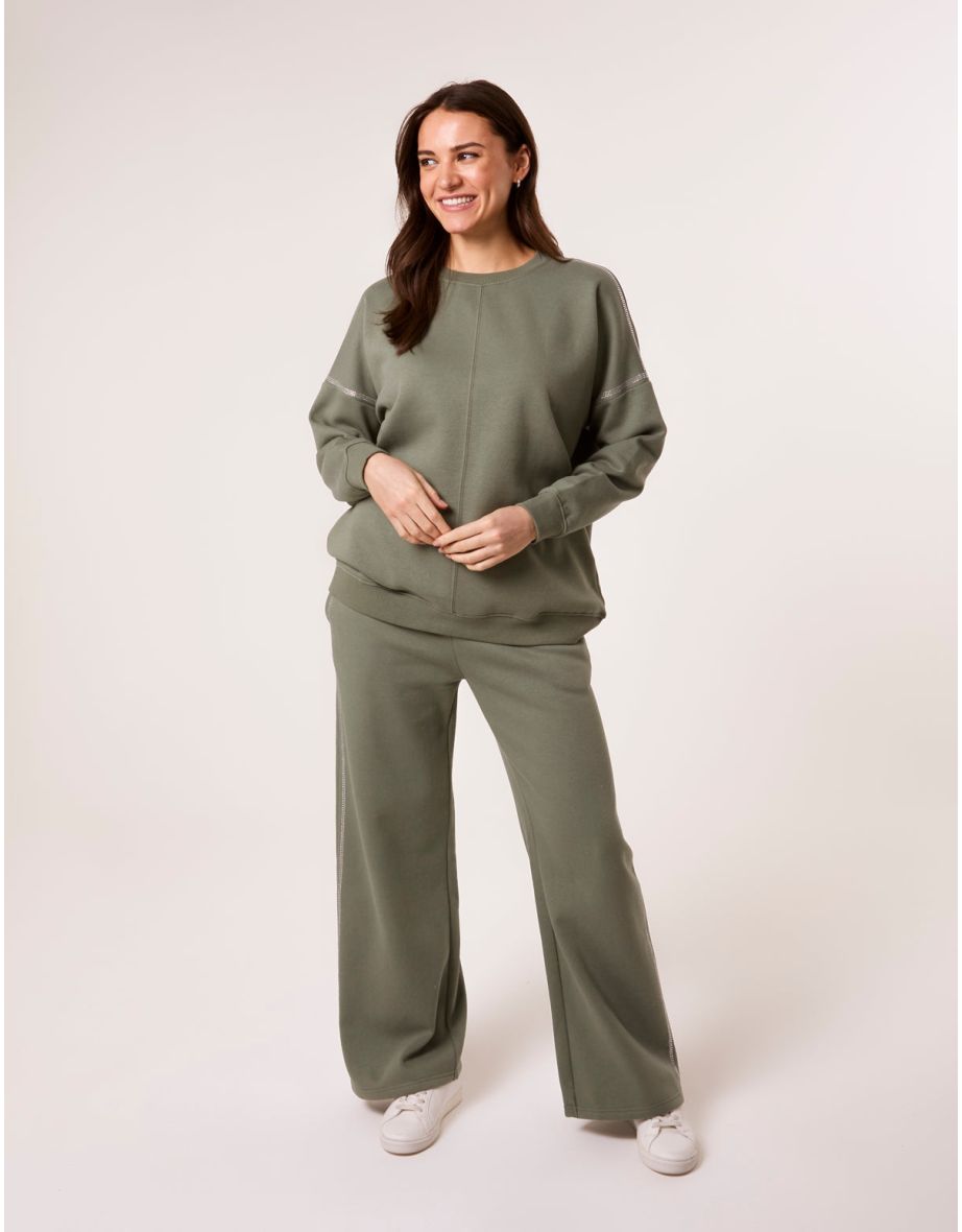 Diamante Embellished Wide Leg Jogger Set