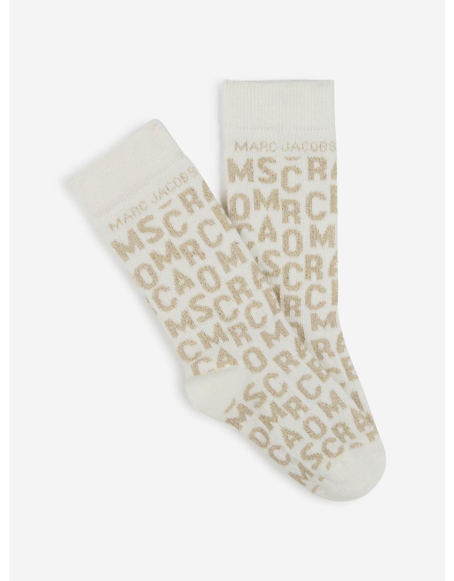 MARC JACOBS Girls Monogram Jacquard Socks in Ivory