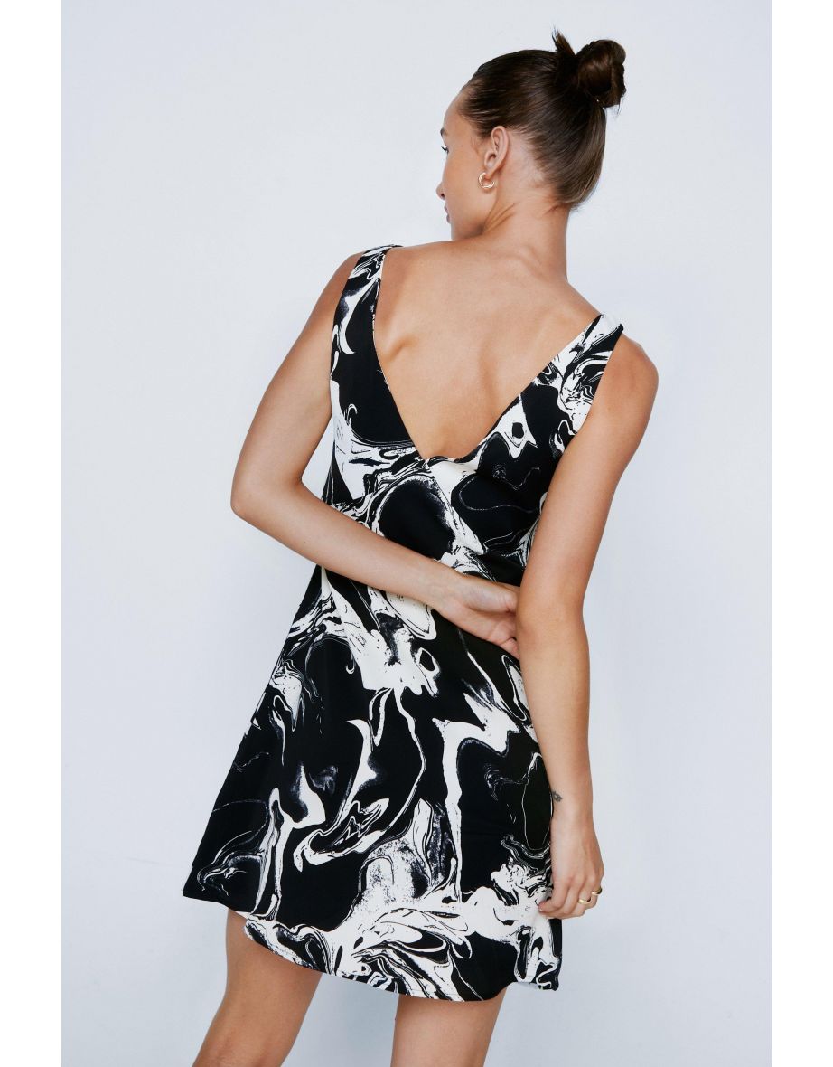 Marble Print Bust Detail Mini Shift Dress - 3