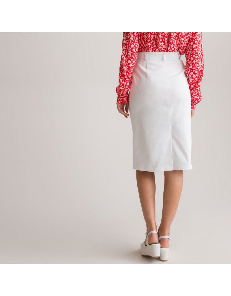 Satin Straight Skirt in Stretch Cotton - 3