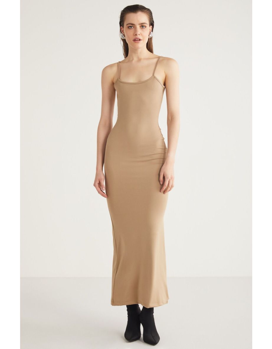 Chasıty Women's Semi-Shiny Fabric Stretchy Body-fitting Dress - 5