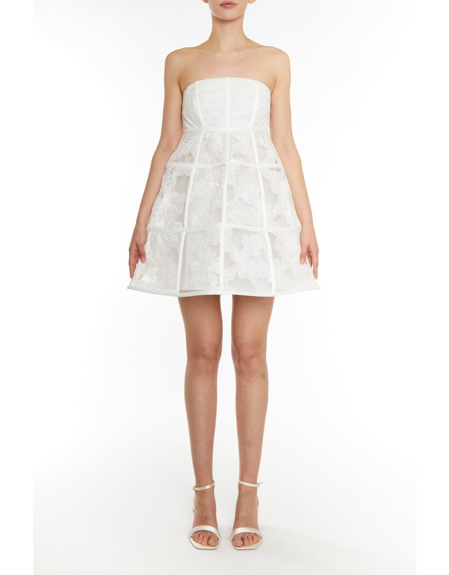 Micah White Bandeau Cage Mini Dress