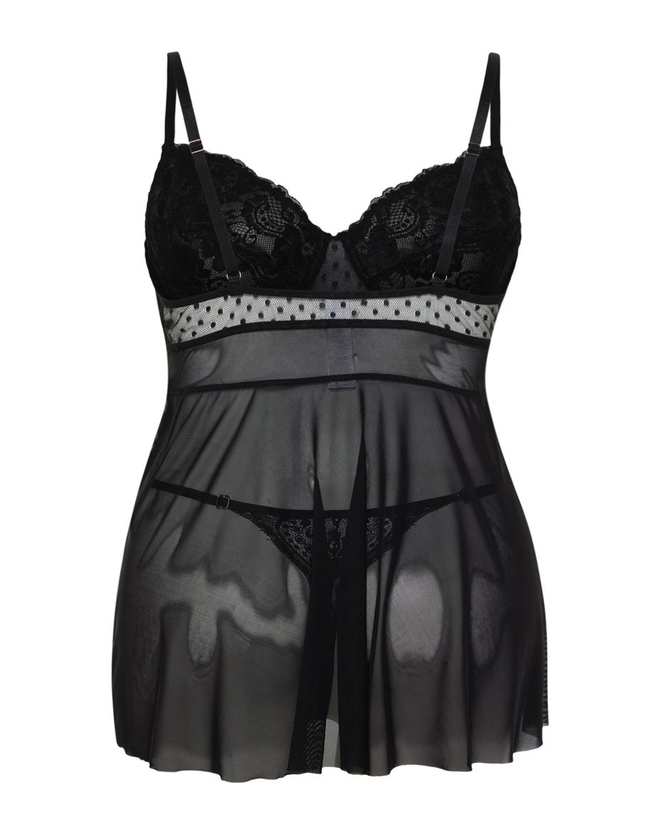 Black High Waist Underwire Babydoll - 7