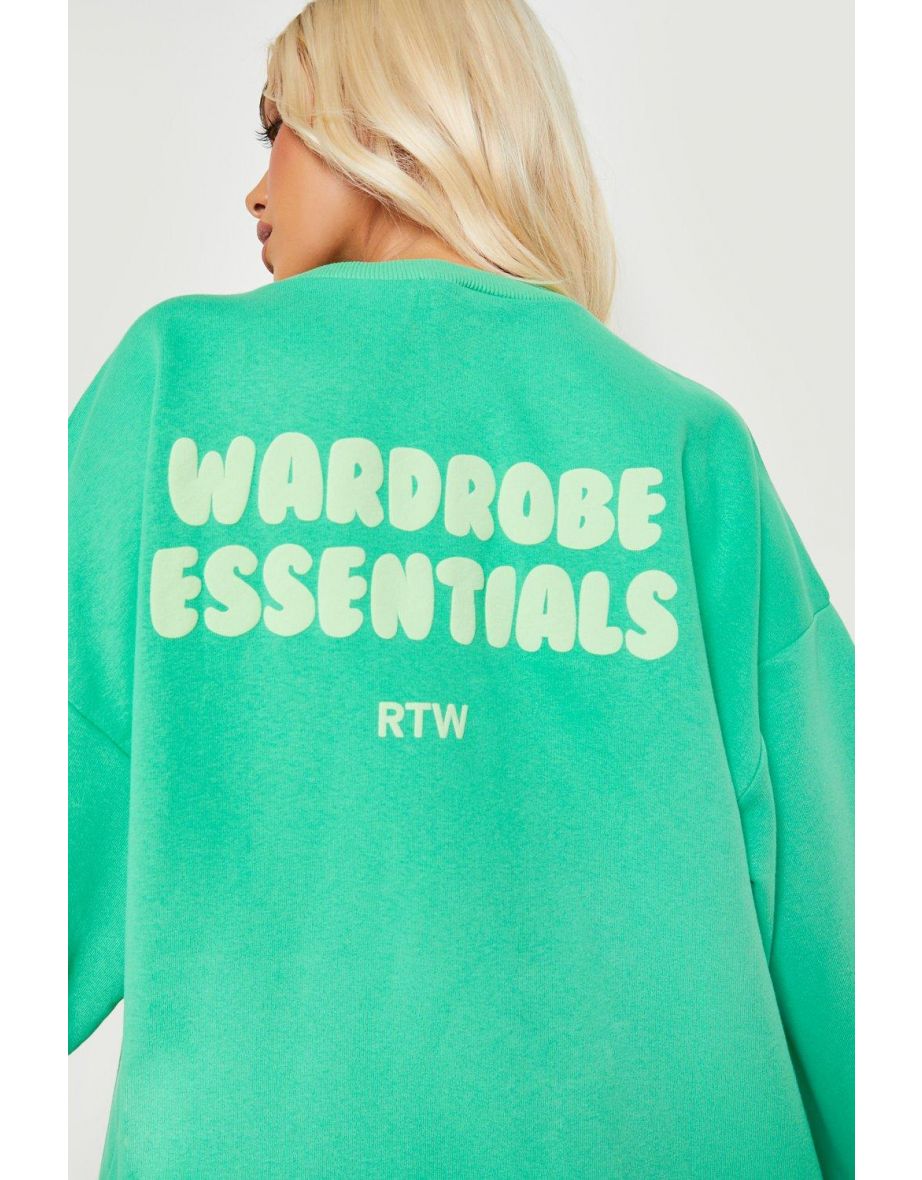Wardrobe Essentials Back Print Sweater - green - 3