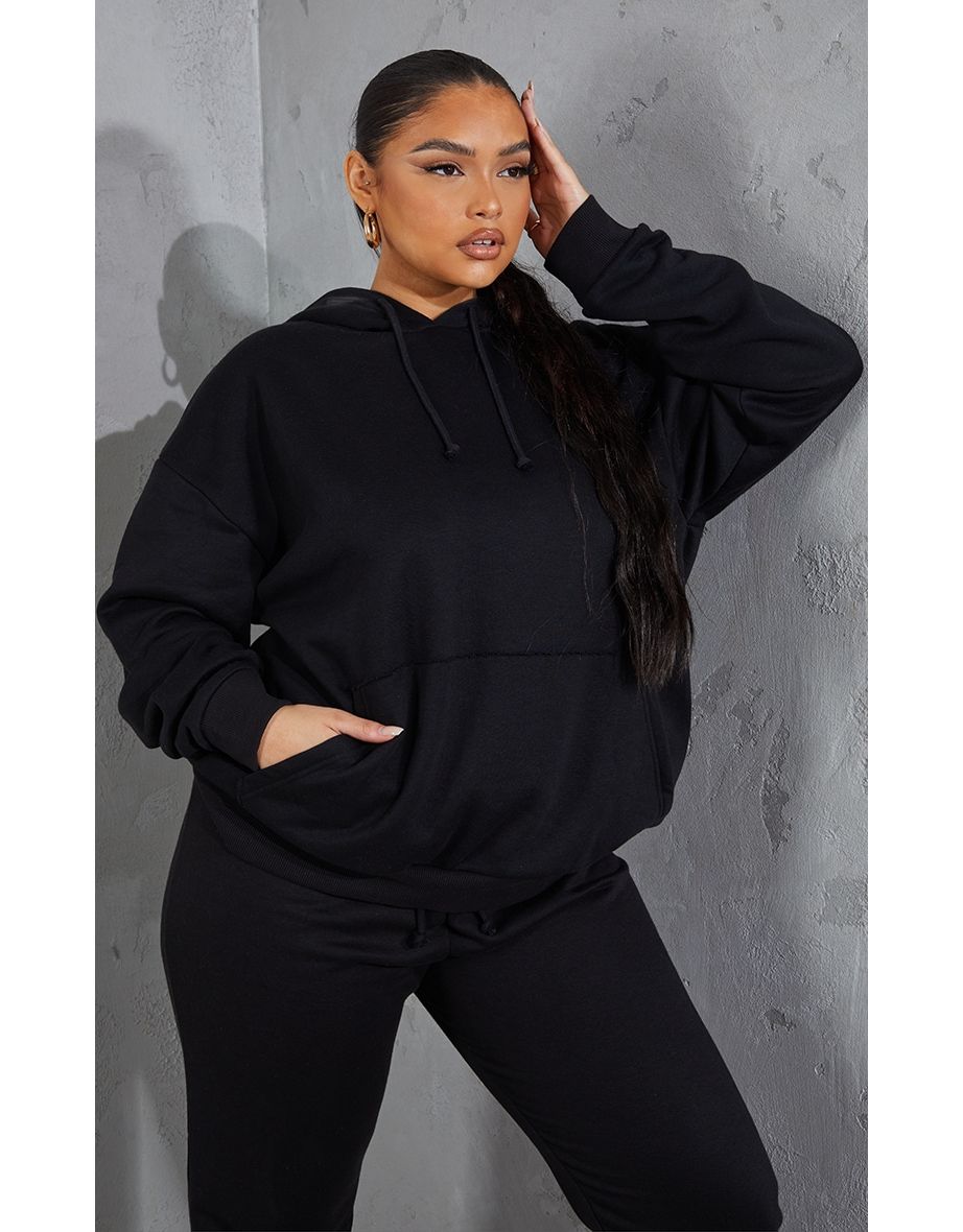 Recycled Plus Black Oversized Fit Hoodie