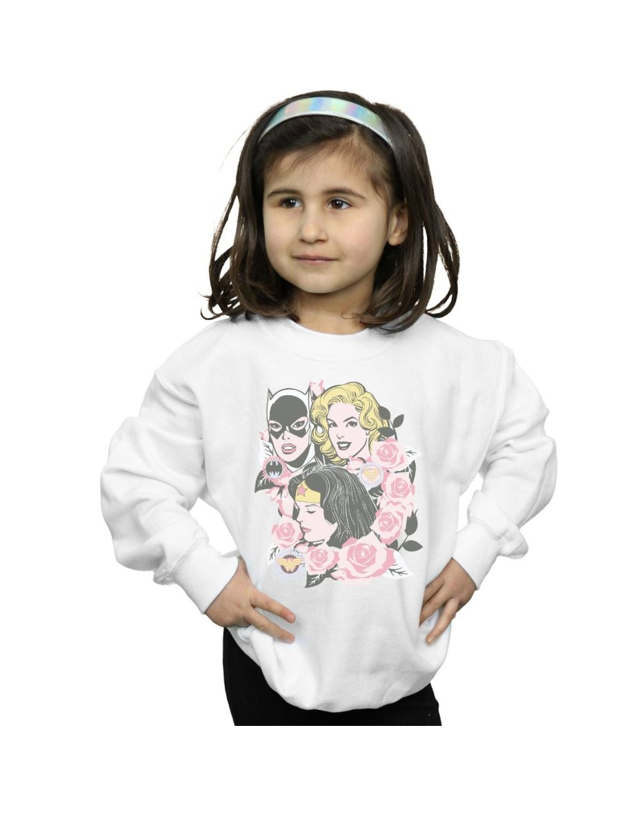 DC Comics Girls Super Powers Floral Frame Sweatshirt