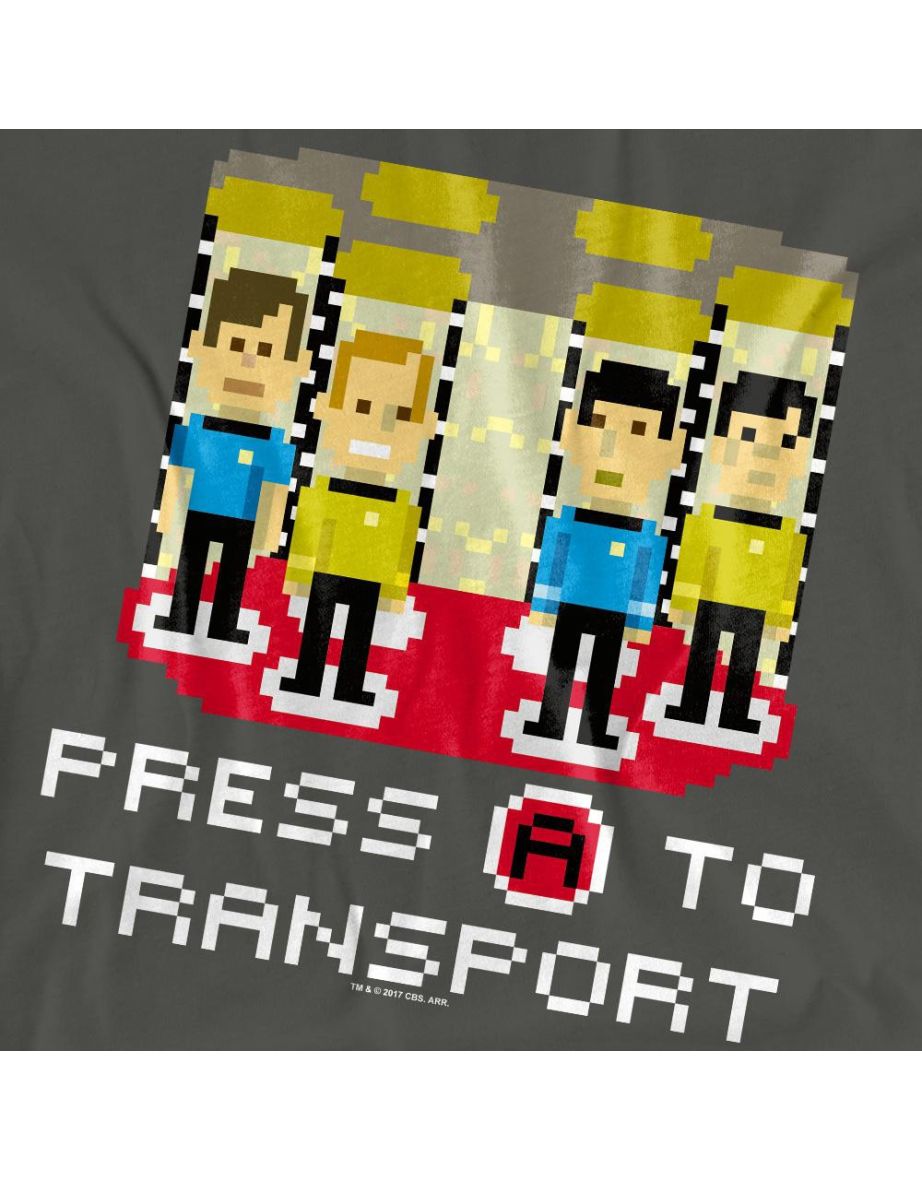 Star Trek Unisex Adult Press A to Transport T-Shirt - Charcoal - 3