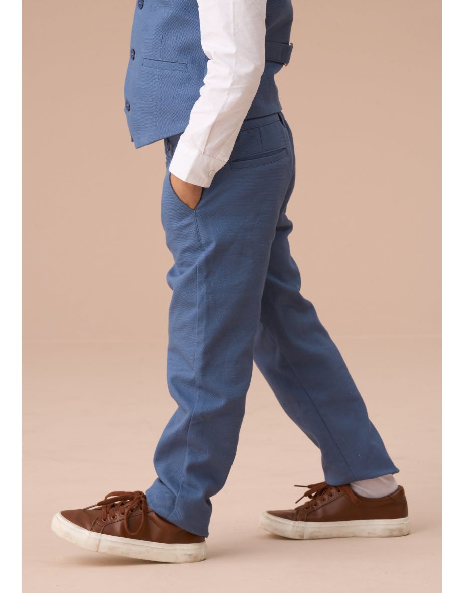 Matty Blue Smart Printed Trouser - 3