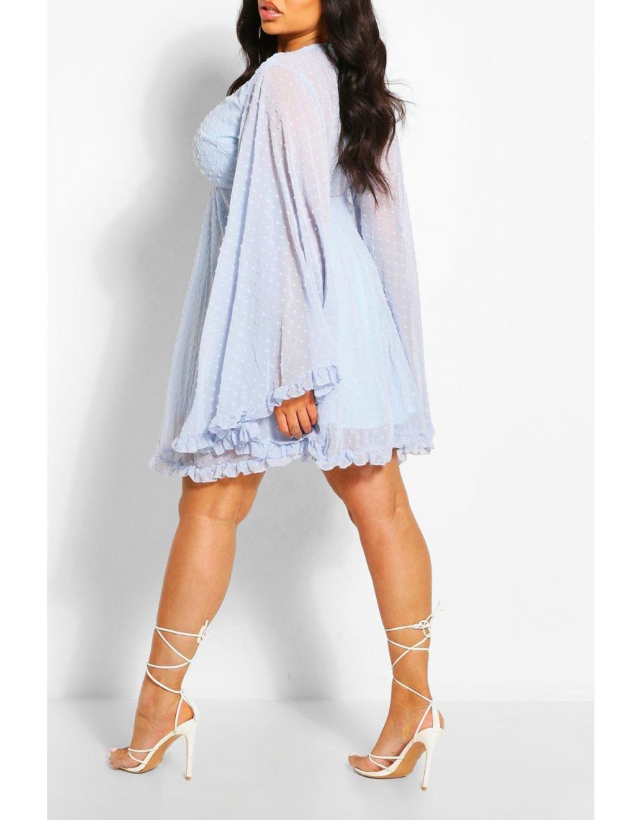 Dobby chiffon wide sleeve skater dress sale