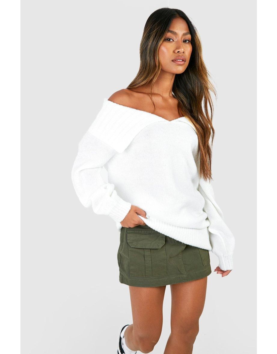 Oversized Collar Jumper - ivory