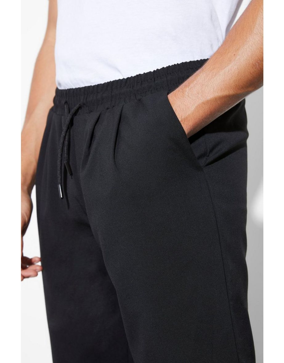 Elasticated Straight Leg Split Hem Trouser - black - 2