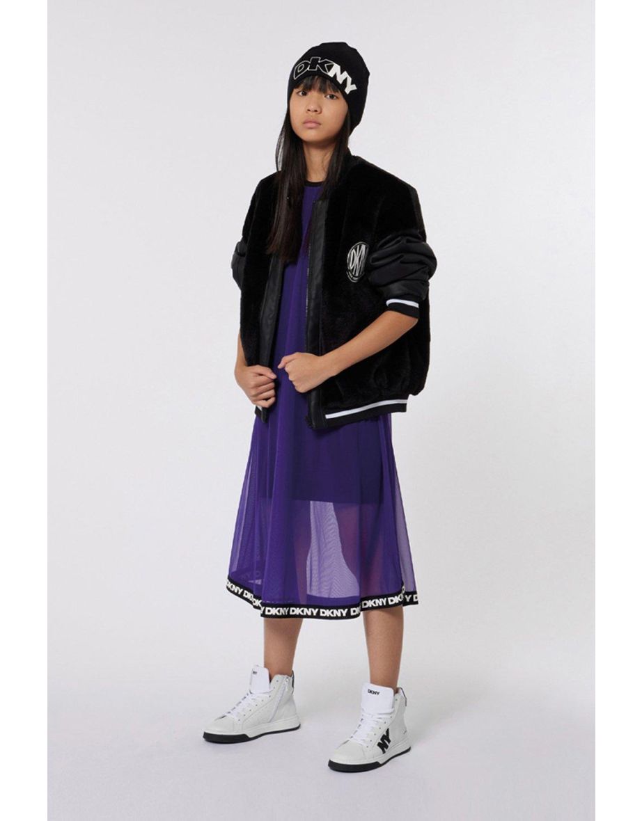 Dkny Mix Fabric Logo Bomber Jacket - black