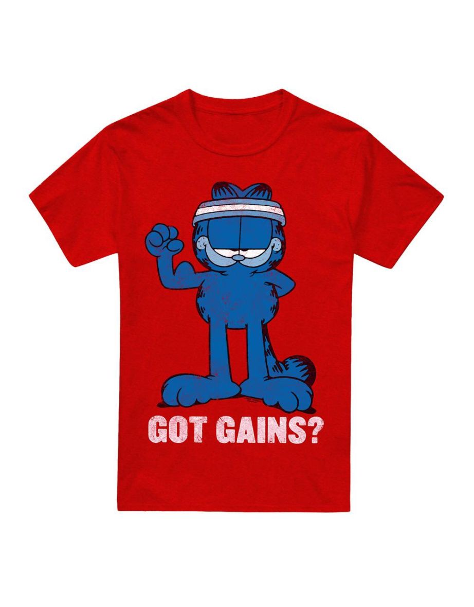 Garfield Unisex Adult Got Gains T-Shirt - Red