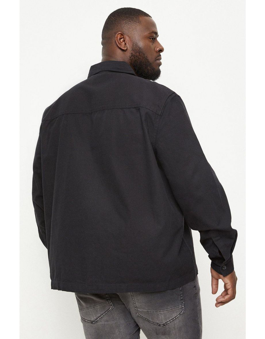 Plus And Tall Zip Through Twill Overshirt - 2