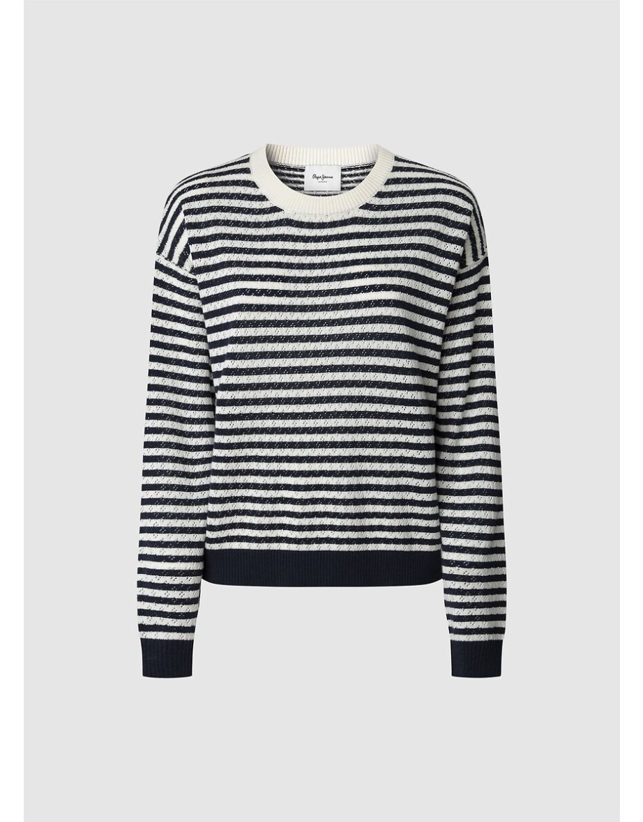 Striped Jumper/Sweater with Round Neck - 7