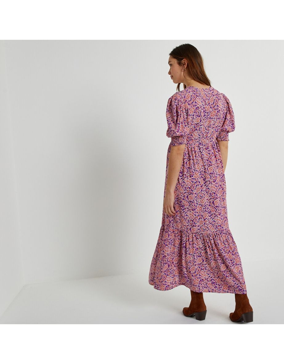 Maternity Dress in Paisley Print with Puff Sleeves - 4