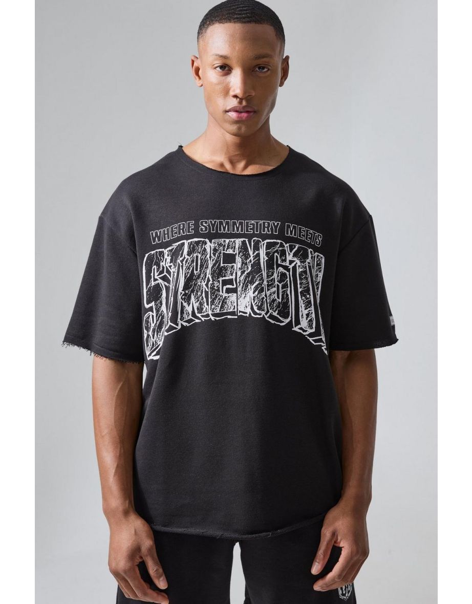 Man Active X Og Gym Oversized Raw Hem T-shirt - black