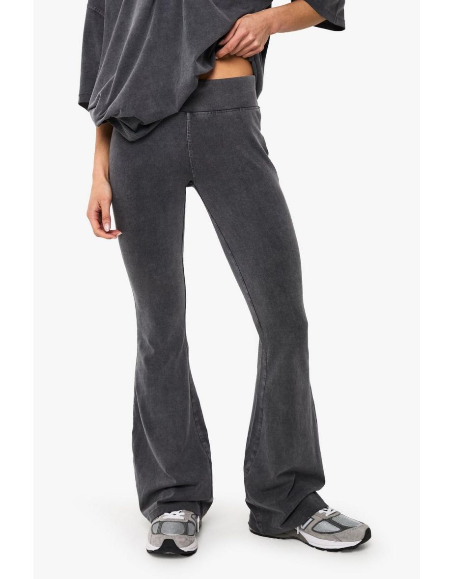 ACID WASH FLARED LEGGING - charcoal - 3