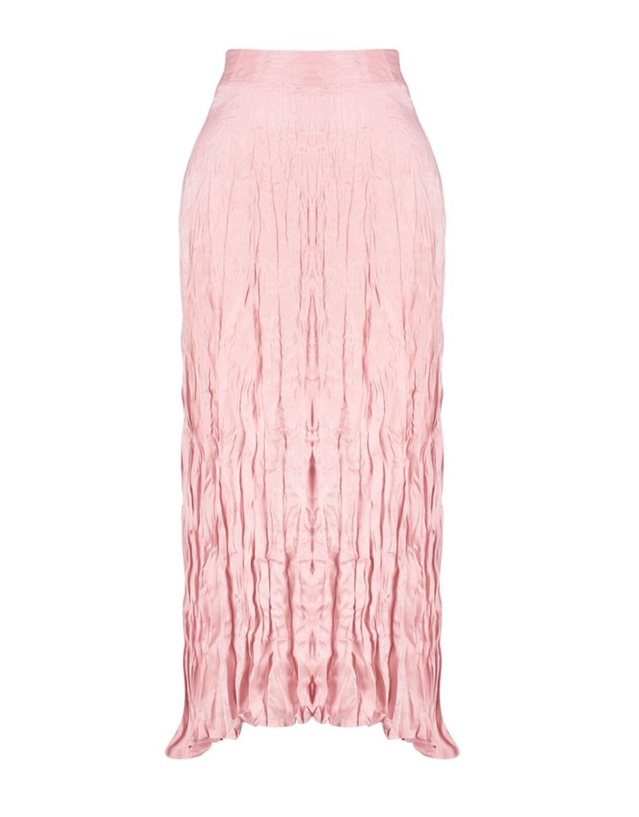 Dusty Rose Pleated Satin Woven Skirt - 7