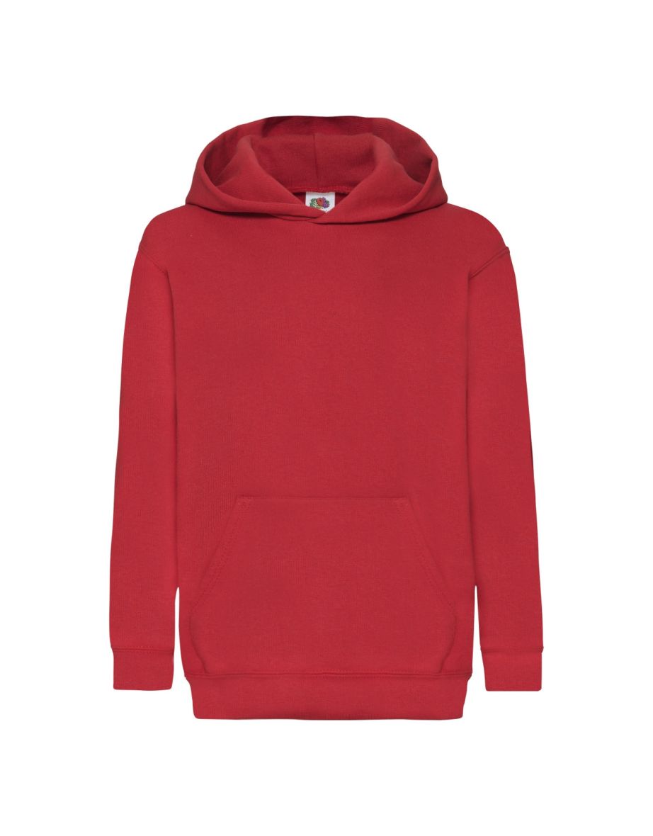 Fruit Of The Loom Childrens Unisex Hooded Sweatshirt / Hoodie - Red