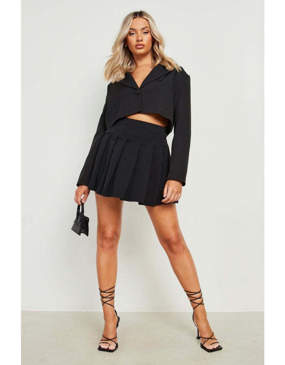 Micro Mini Pleated Tennis Skirt - black