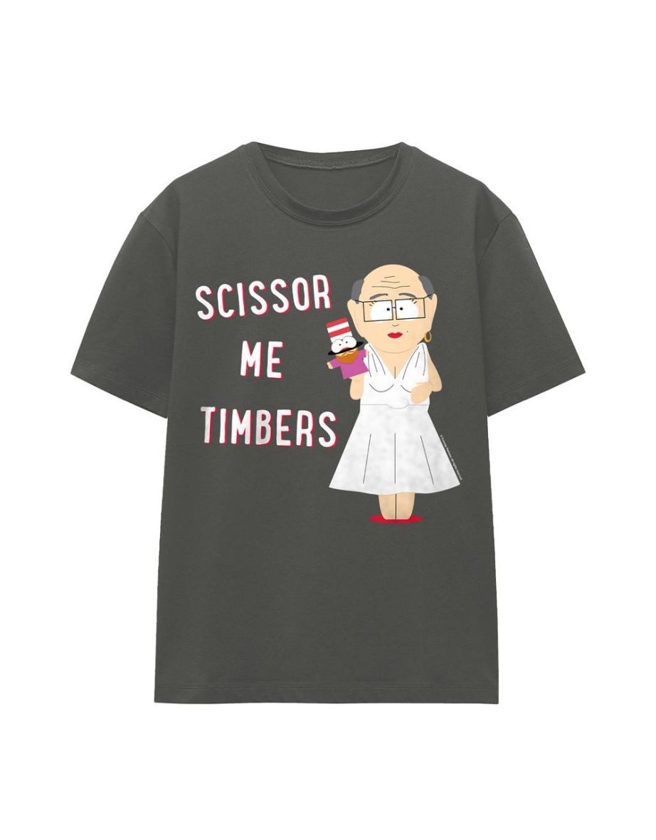 South Park Unisex Adult Scissor Me Timbers T-Shirt - Charcoal