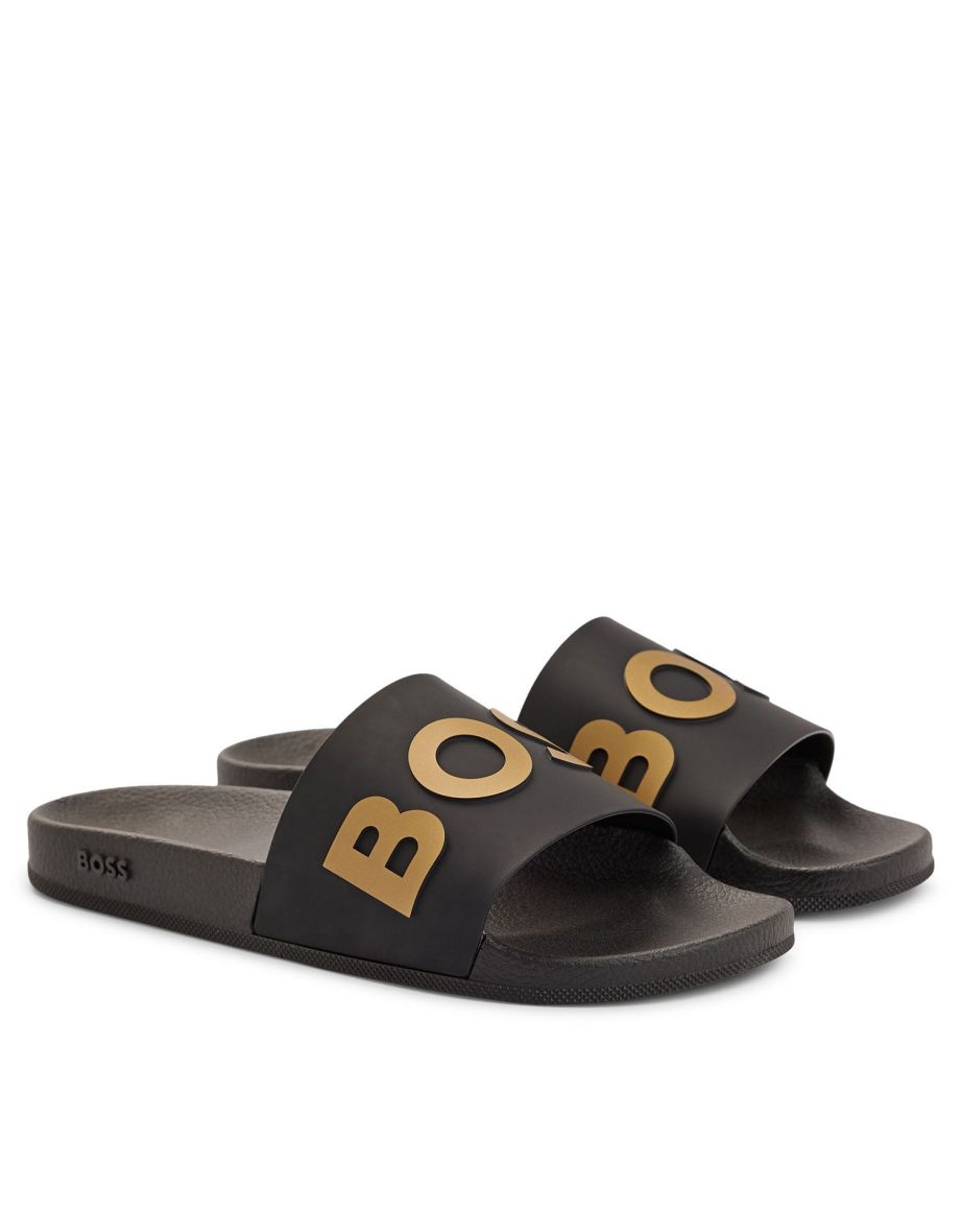 Men's Boss Bay Sliders in Black