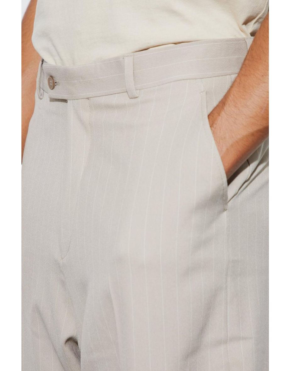Relaxed Fit Pinstripe Suit Trousers - stone - 2