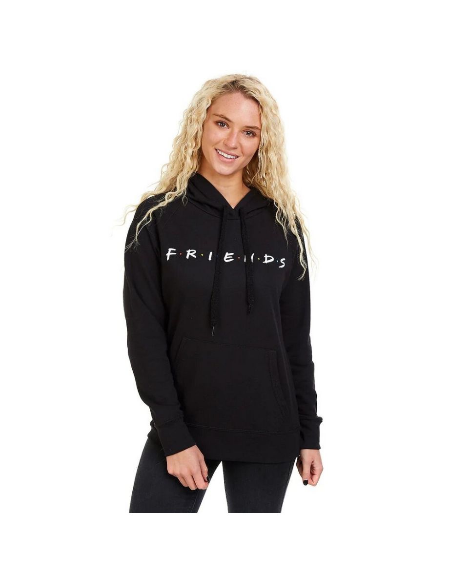 Friends Womens/Ladies Logo Hoodie - Black/White - 3