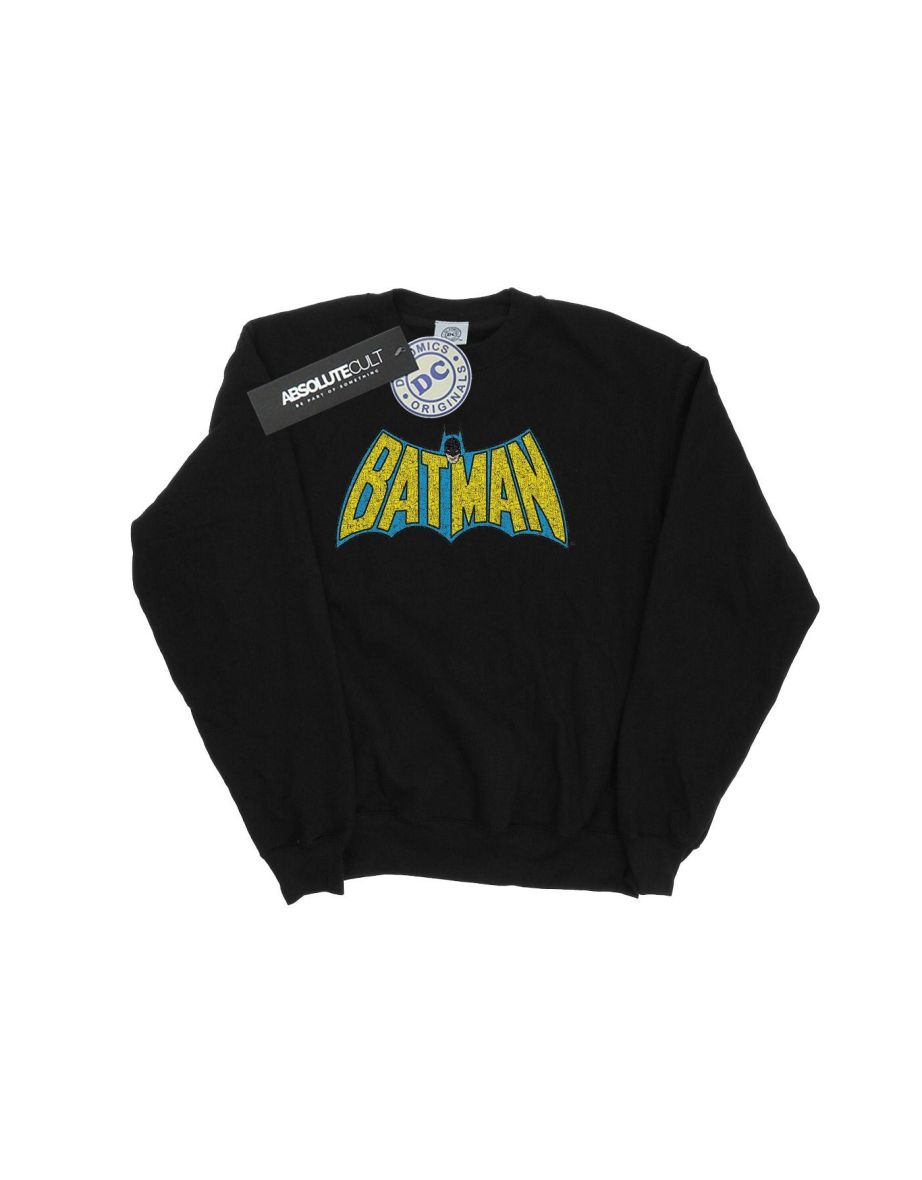 DC Comics Boys Batman Crackle Logo Sweatshirt - Black