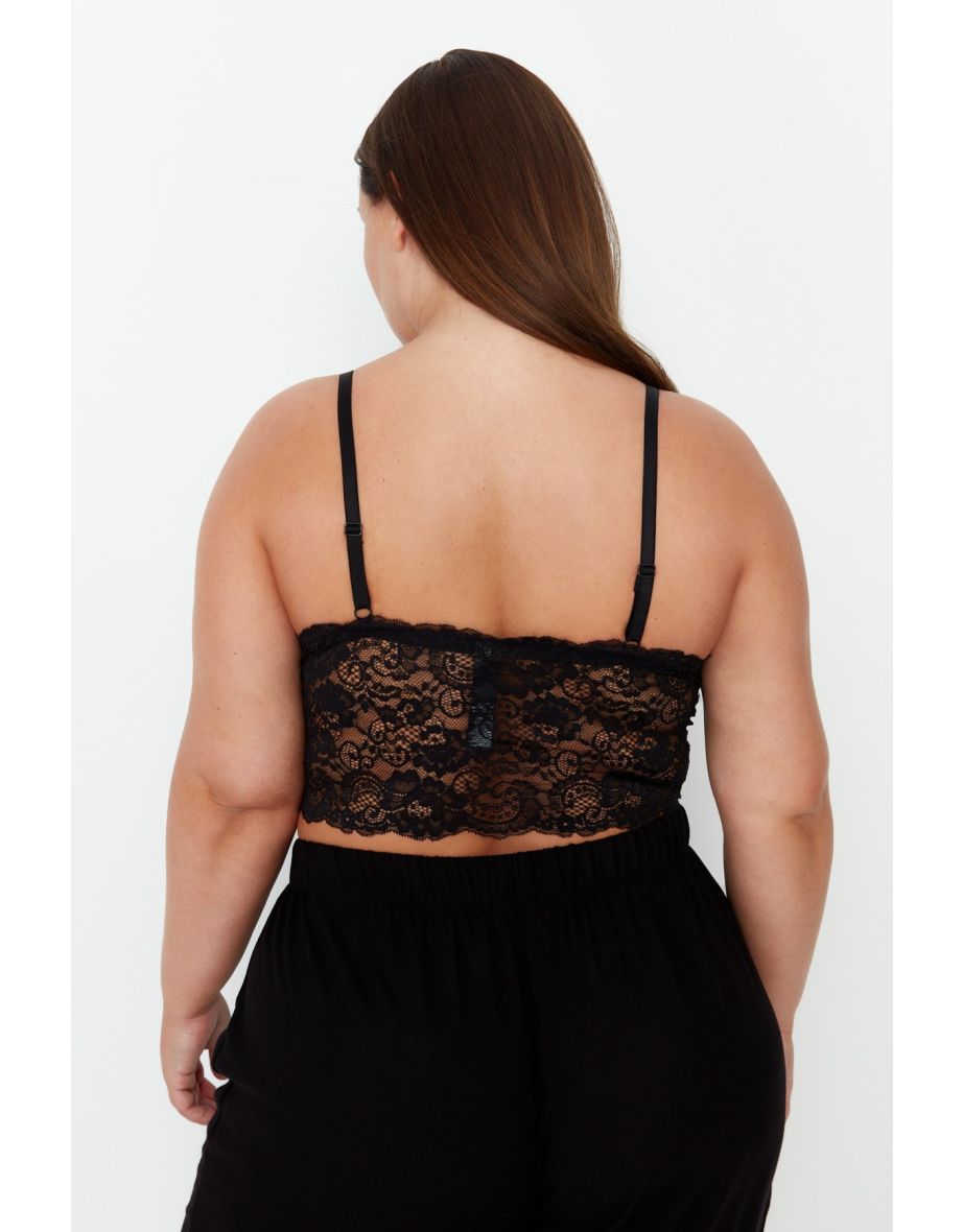 Plus Size Bra - Black - Plain - 7