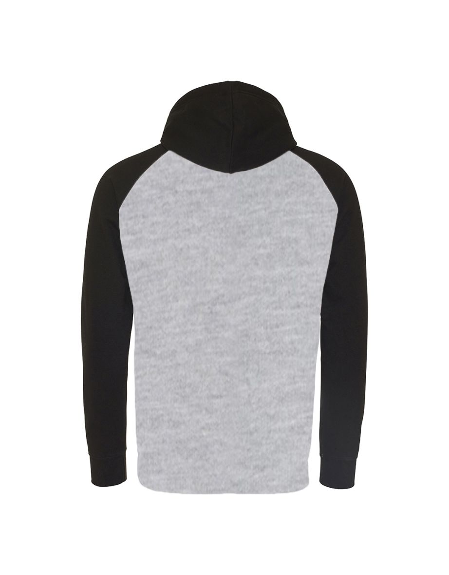 Awdis Just Hoods Adults Unisex Two Tone Hooded Baseball Sweatshirt/Hoodie - Heather Grey/Jet Black - 1