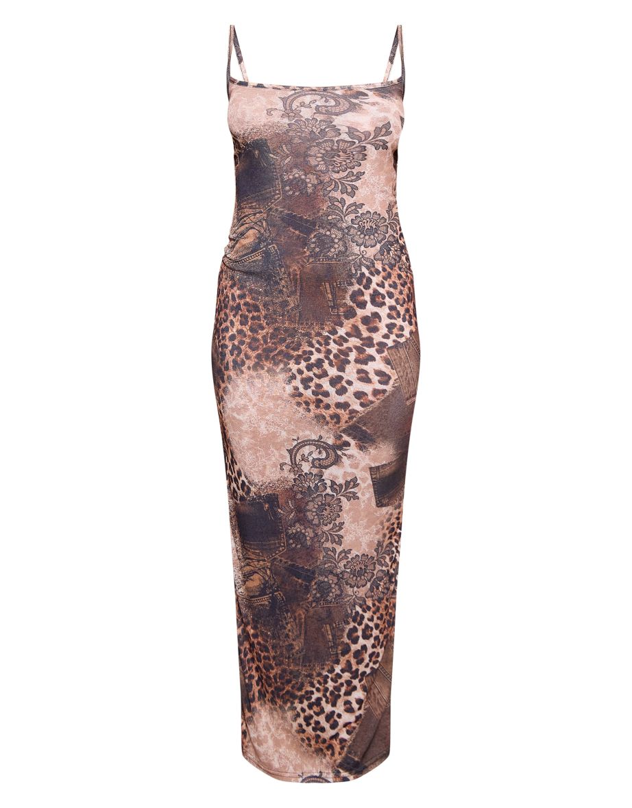 Petite Brown Leopard Print Maxi Dress - 4