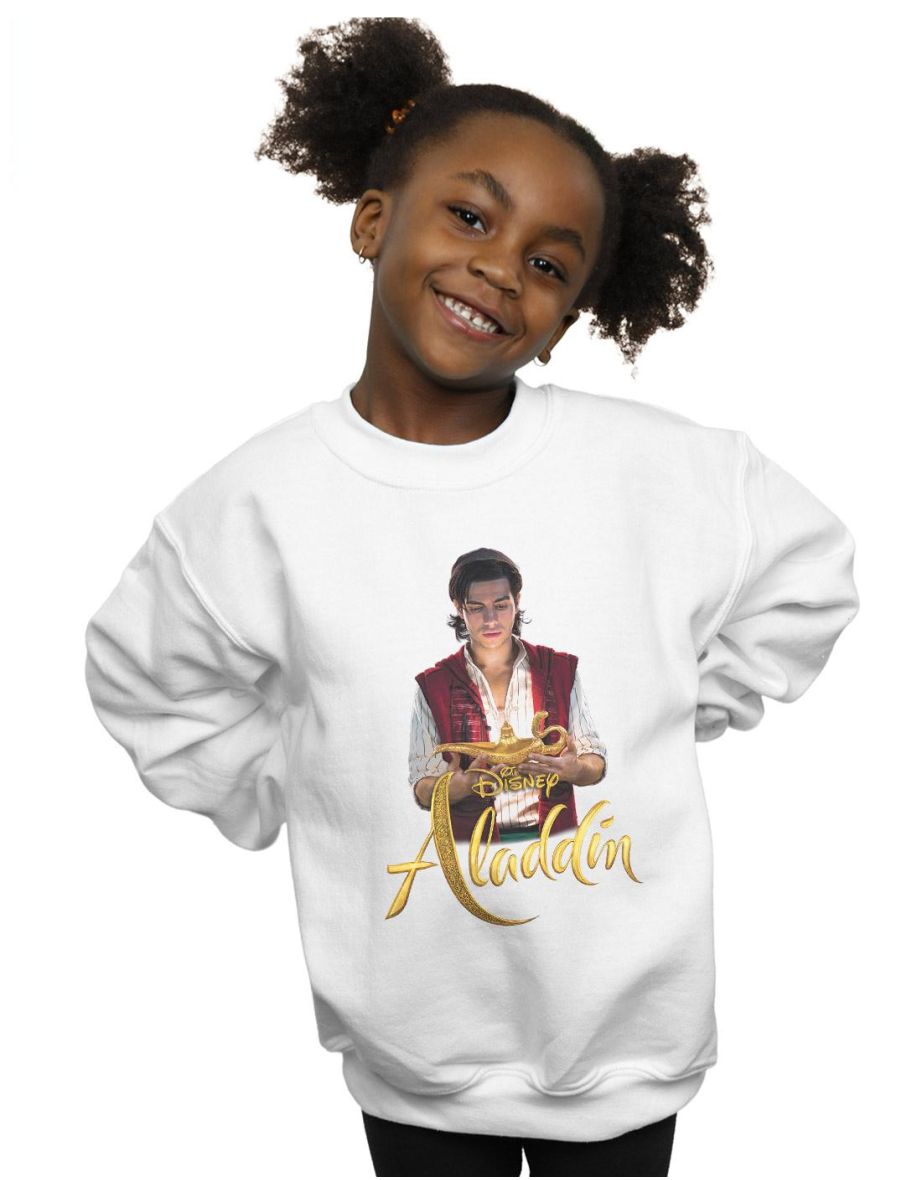 Disney Girls Aladdin Movie Aladdin Photo Sweatshirt - White