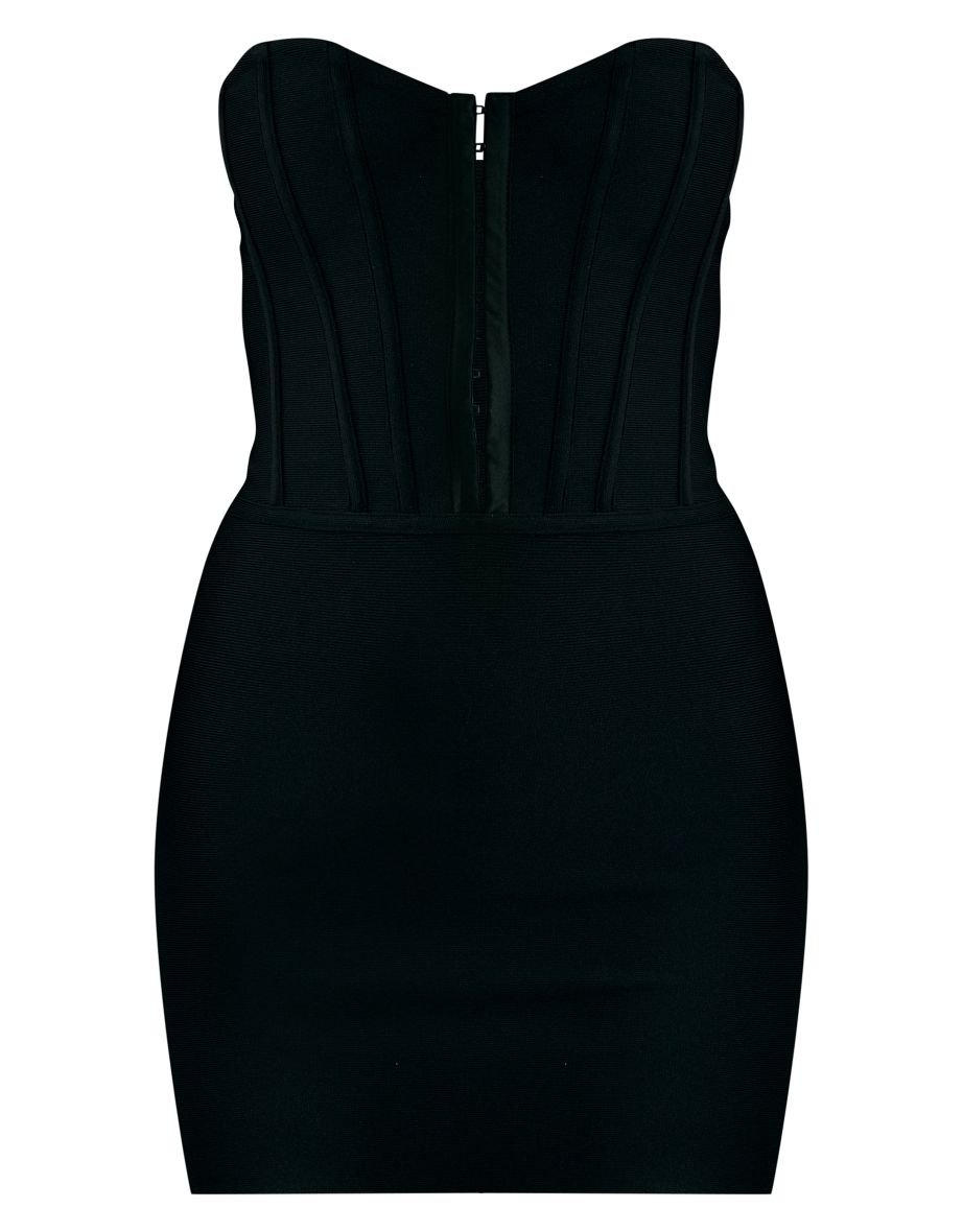 Black Bandeau Bandage Hook & Eye Bodycon Dress - 4